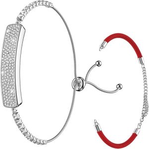 Smart Bracelet for Female Cyclists – Heart Rate & Recovery Tracker, iOS & Android Compatible With Diamond Accents, Perfect Gift for Female Riders - Silvery